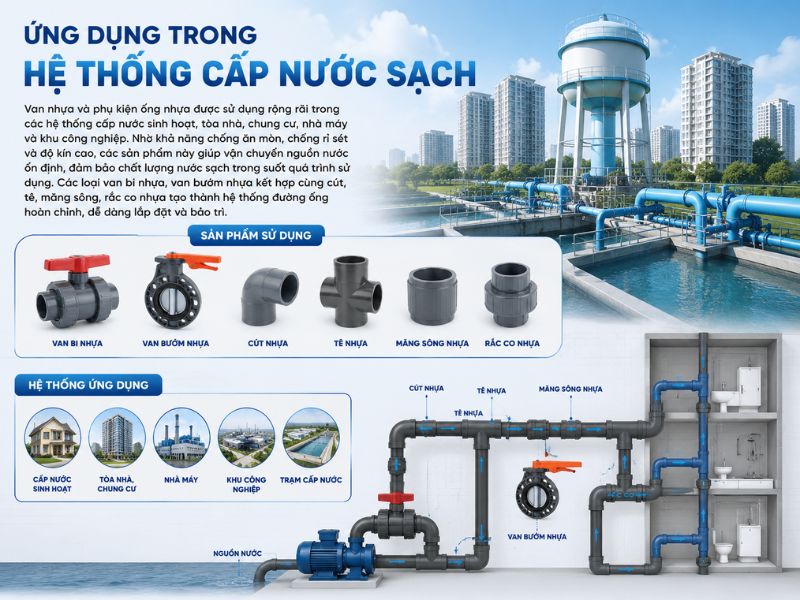 Ứng dụng trong hệ thống cấp nước sạch