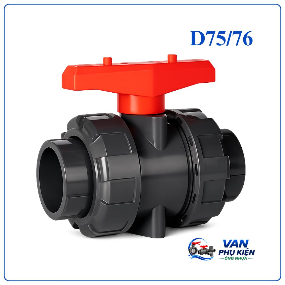 Van bi nhựa rắc co DN65 phi 75-76